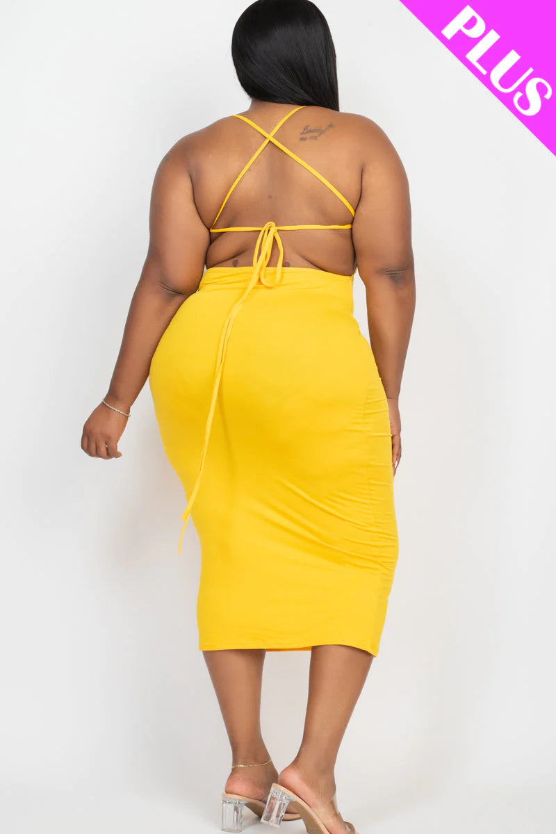 Plus Size Open Back Crisscross Maxi Dress (CAPELLA)