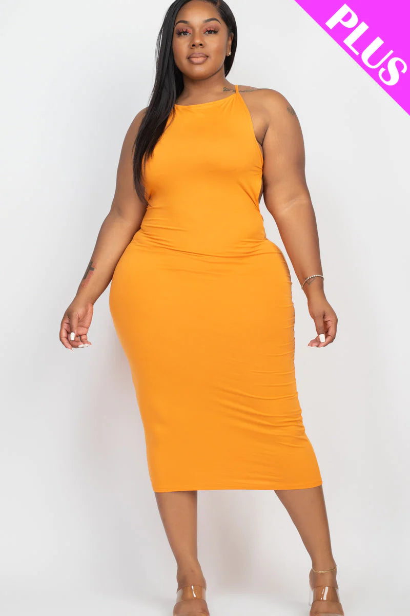 Plus Size Open Back Crisscross Maxi Dress (CAPELLA)