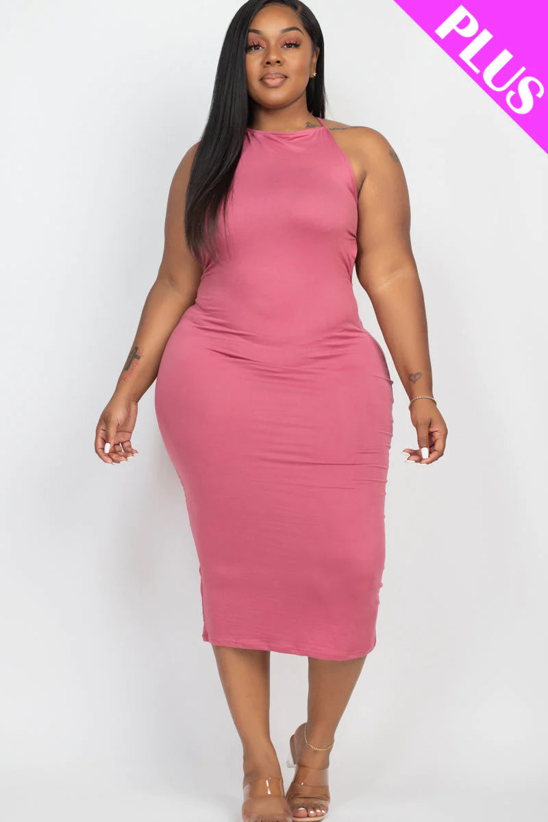 Plus Size Open Back Crisscross Maxi Dress (CAPELLA)