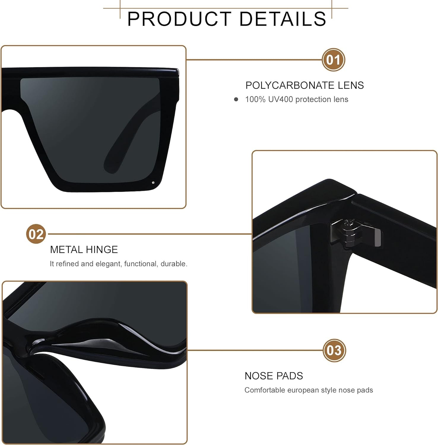 Square Oversized Sunglasses for Women Men Big Flat Top Fashion Shield Large UV Protection Rimless Shades