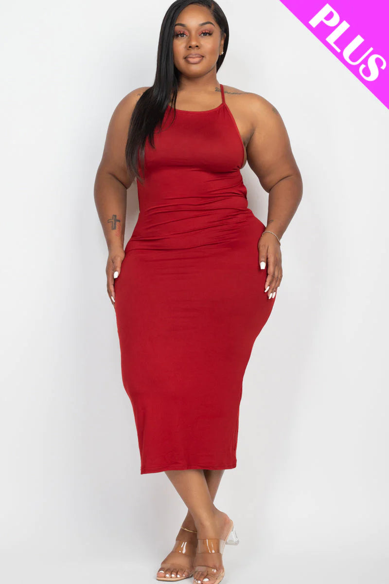 Plus Size Open Back Crisscross Maxi Dress (CAPELLA)