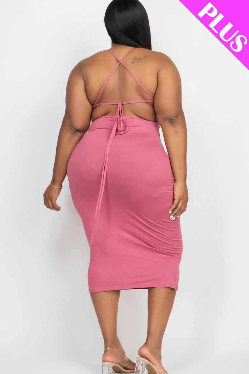 Plus Size Open Back Crisscross Maxi Dress (CAPELLA)