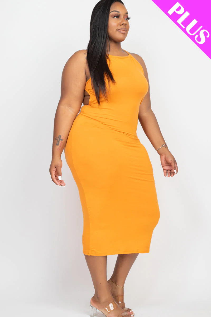 Plus Size Open Back Crisscross Maxi Dress (CAPELLA)