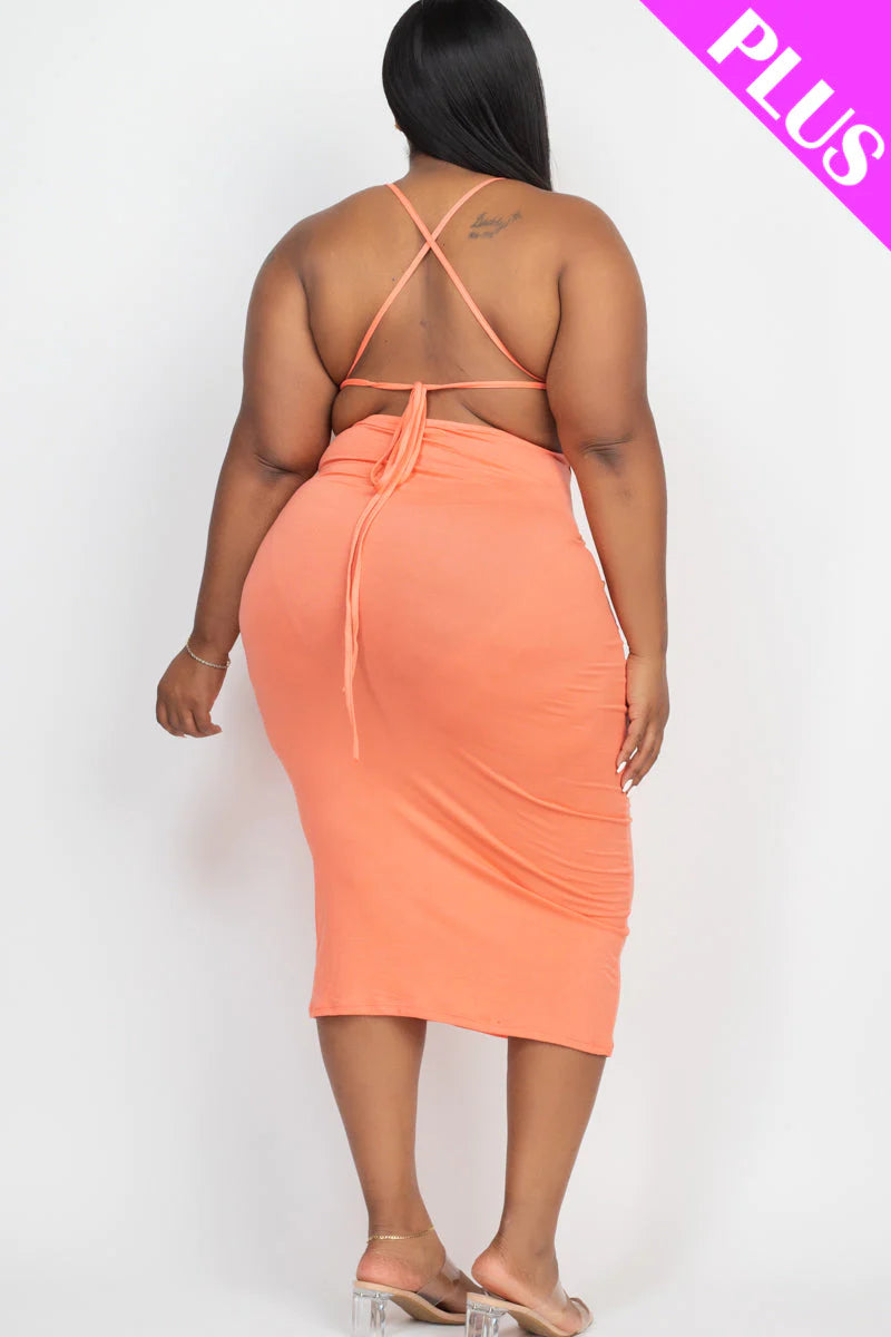 Plus Size Open Back Crisscross Maxi Dress (CAPELLA)