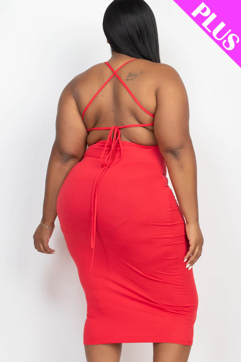 Plus Size Open Back Crisscross Maxi Dress (CAPELLA)