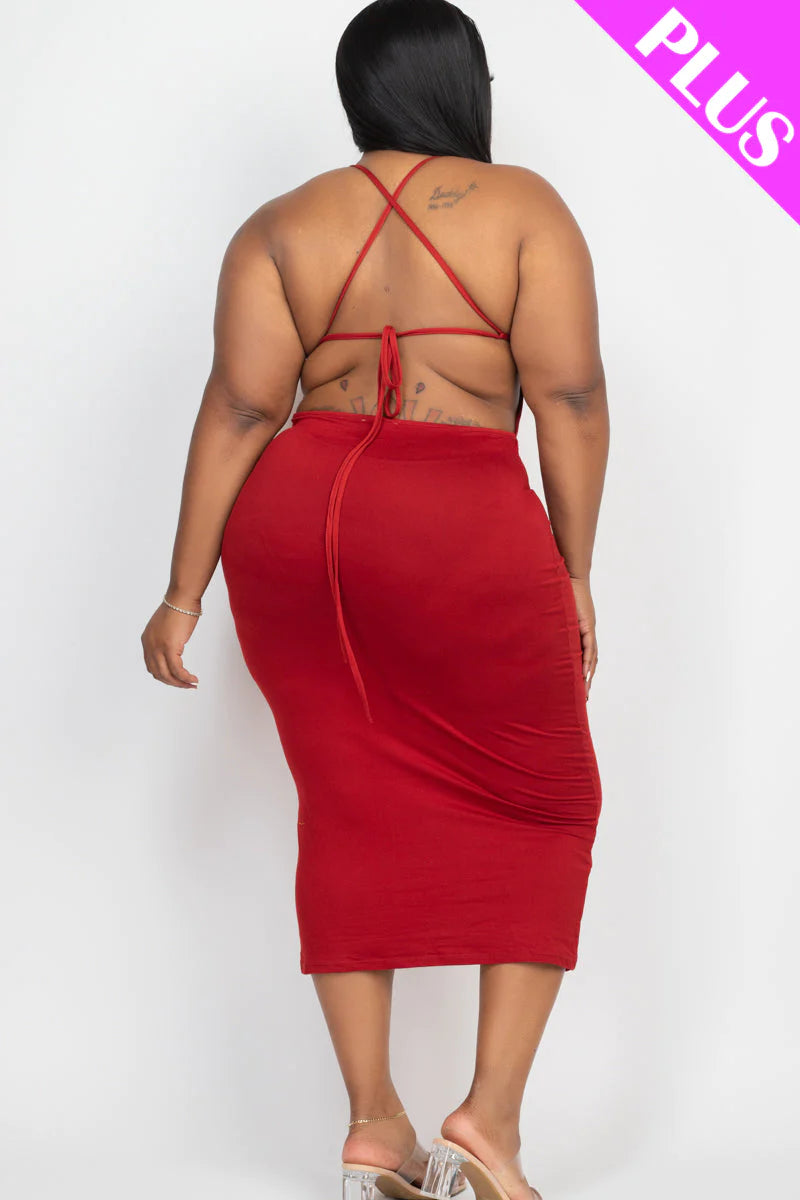 Plus Size Open Back Crisscross Maxi Dress (CAPELLA)