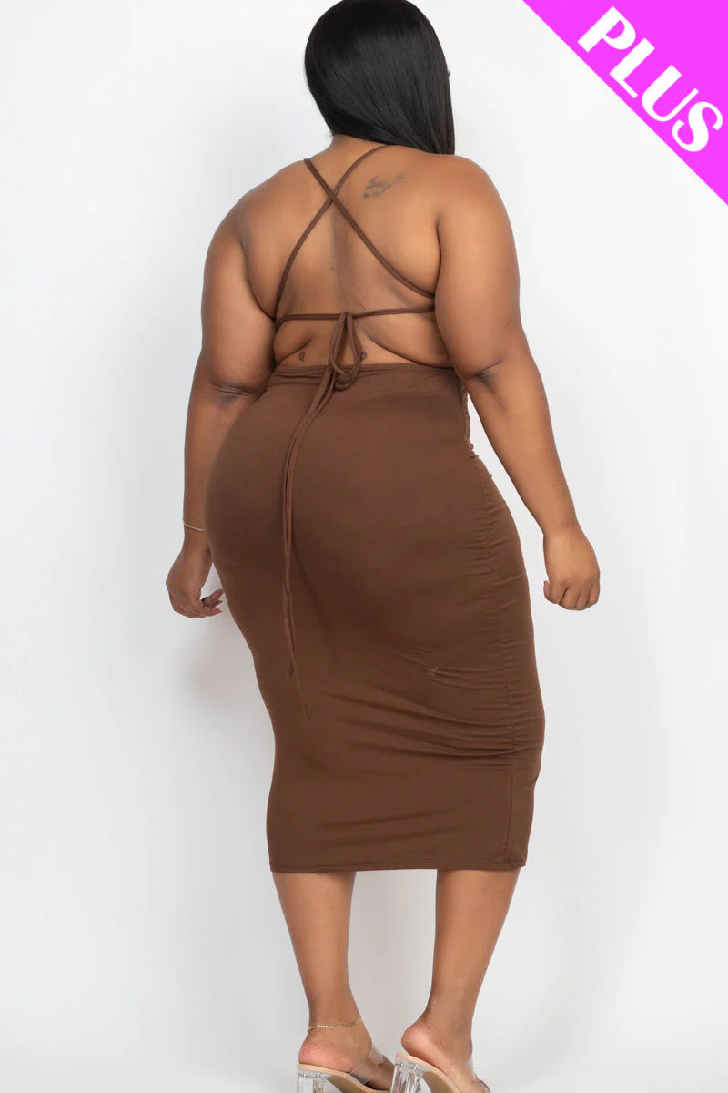 Plus Size Open Back Crisscross Maxi Dress (CAPELLA)