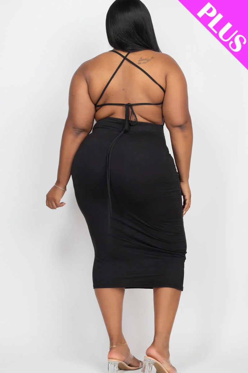 Plus Size Open Back Crisscross Maxi Dress (CAPELLA)