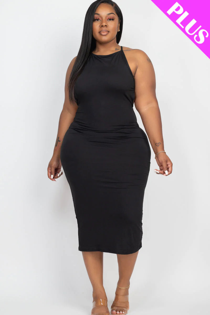 Plus Size Open Back Crisscross Maxi Dress (CAPELLA)