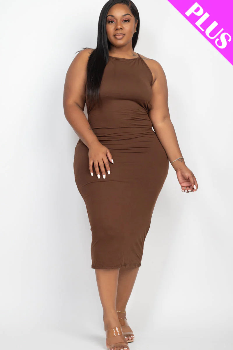 Plus Size Open Back Crisscross Maxi Dress (CAPELLA)