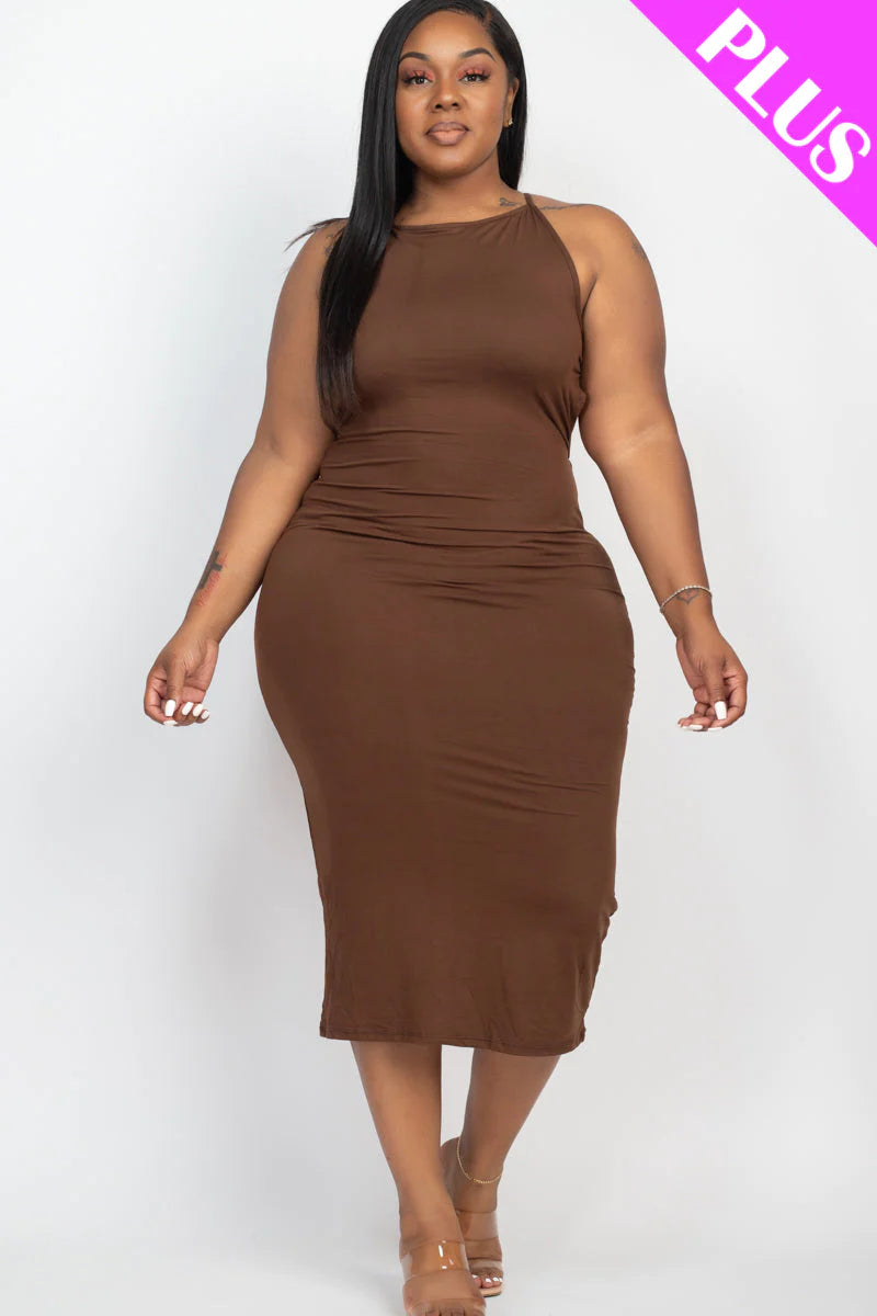 Plus Size Open Back Crisscross Maxi Dress (CAPELLA)