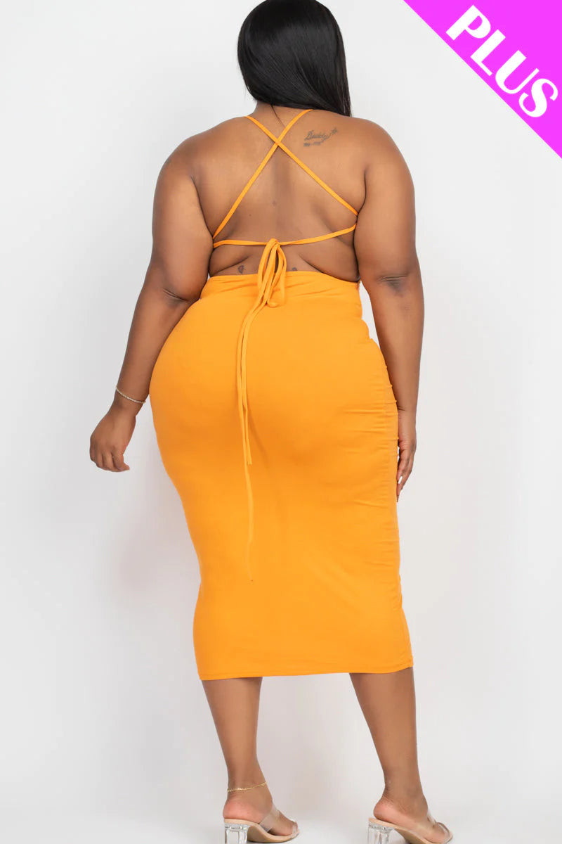 Plus Size Open Back Crisscross Maxi Dress (CAPELLA)