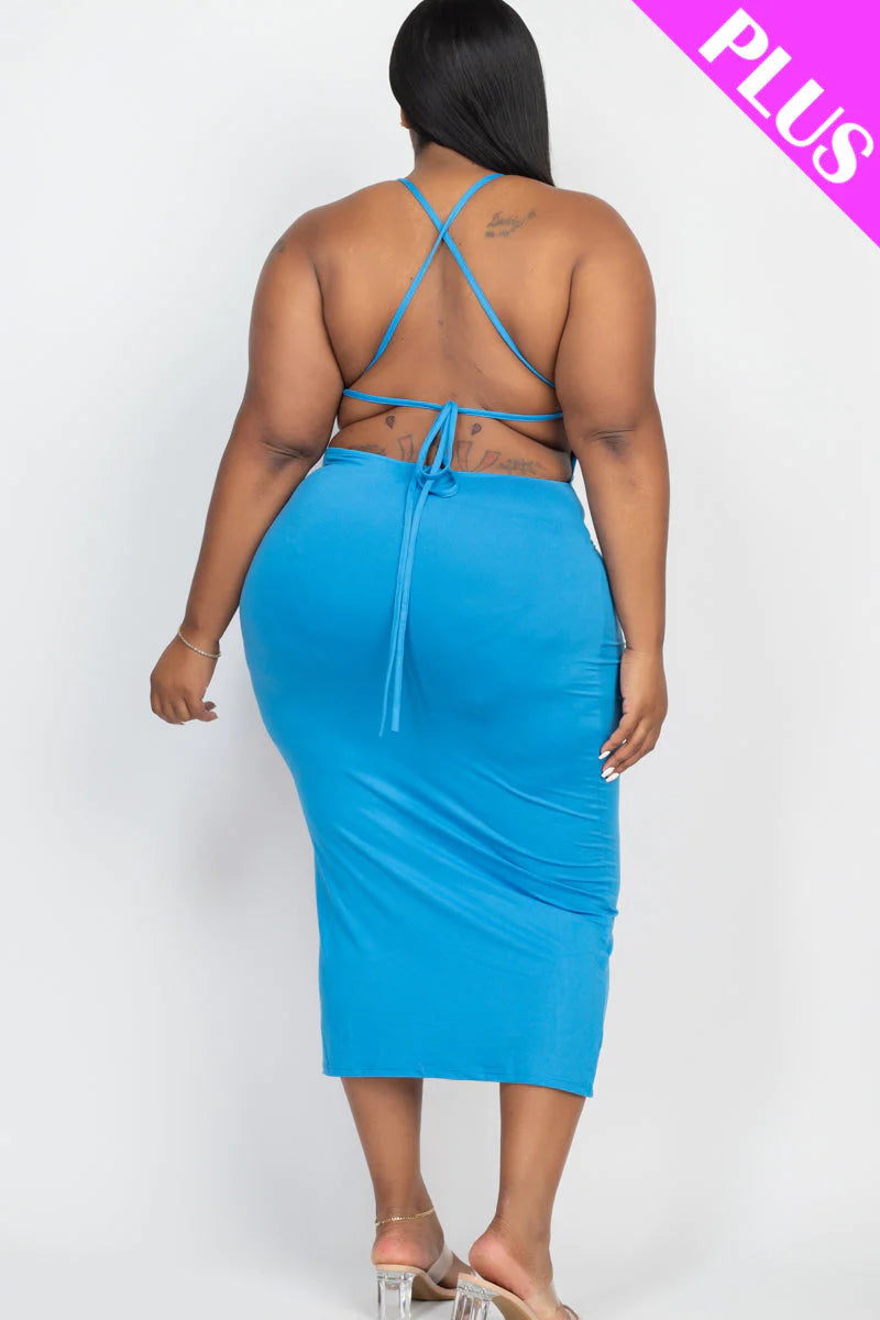 Plus Size Open Back Crisscross Maxi Dress (CAPELLA)